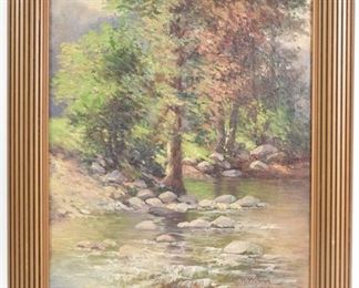 76: M.H. Wyman Forest River Landscape Painting