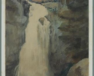 78: Charles Henry Turner Waterfall WC Painting