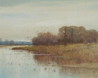 81: Samuel R. Chaffee Marsh Landscape WC Painting