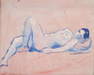 87: Louis Burnett Lounging Nude Figure Painting