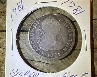 1781 Spanish Colonial 1 Real SILVER Coin