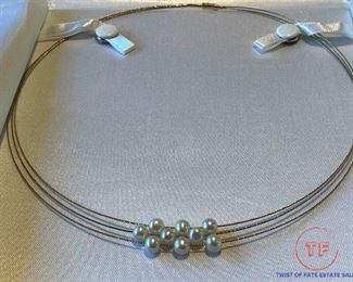 14K GOLD Necklace with Pearl Sliders