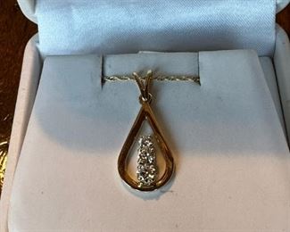 14K GOLD Necklace with 14K GOLD and Diamond Slide