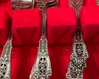Wallace Sterling SILVER Rose Point Flatware - 8 Place Settings