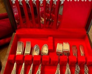 Wallace Sterling SILVER Rose Point Flatware - 8 Place Settings
