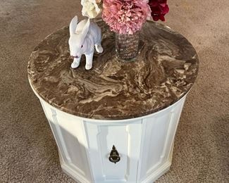 DREXEL Marble Topped Drum Table