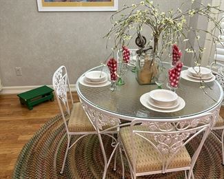 Glass Topped Wrought Iron Bistro Set