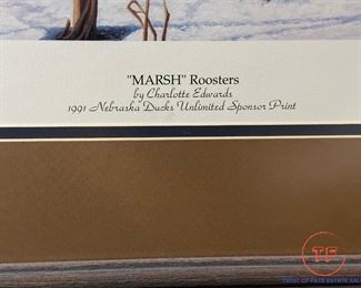CHAROLETTE EDWARDS Signed Print "Marsh Roosters"