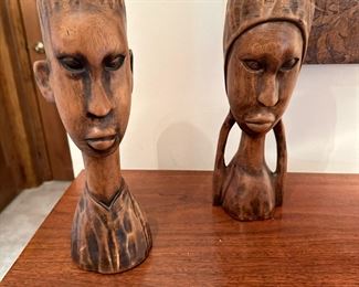 Hand Carved Figural African Head Statues