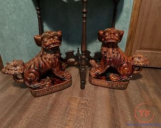 Large Vintage Ceramic FOO DOG Pair