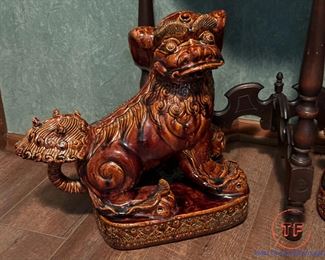 Large Vintage Ceramic FOO DOG Pair
