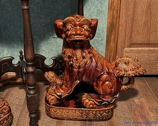 Large Vintage Ceramic FOO DOG Pair