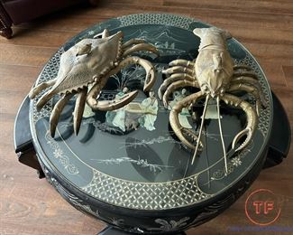 LARGE Brass Crab and Lobster Ashtray / Trinket Boxes