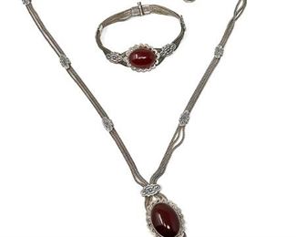 Carnelian and 800 Silver Jewelry Set