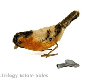 Antique Shuco Wind-up Mechanical Mohair Bird