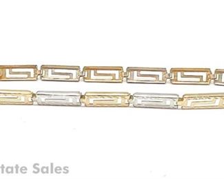 10kt Gold Yellow and White Gold Greek Key Bracelet 2.5g