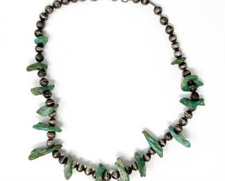 Sterling Silver and Turquoise Bead Necklace