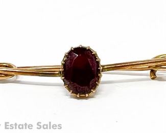 Antique Pin with Red Stone