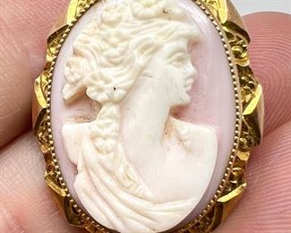 Gold Fill Cameo Brooch Pendant
