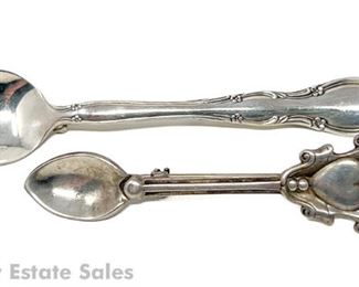 Two Sterling Silver Spoon Brooches
