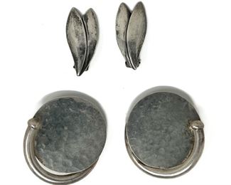 JTH Jens Tage Hansen Denmark Copenhagen Sterling Silver Clip-On Earrings & Mexican Sterling Earrings