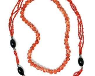 Vintage Raw Red Coral Bead Necklace & Small Coral Bead Necklace