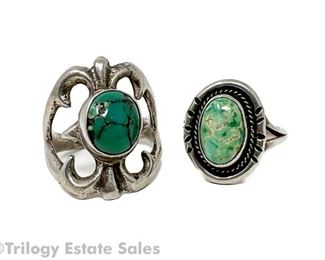 Two Turquoise and Sterling Silver Rings