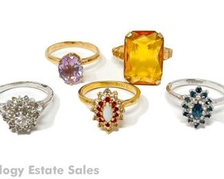 Five Costume Jewelry Size 7 Rings