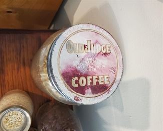 Old Judge glass coffee container 