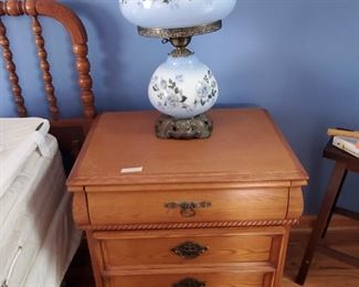 (1) of (2) matching nightstands, plus a replica Gone With The Wind lamp