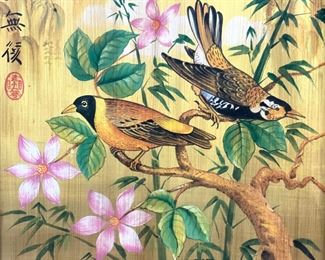 K.L Marked Asian Floral & Birds Litho
