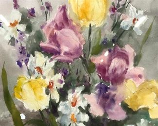 E.Ryan Signed Floral Watercolor Painting
