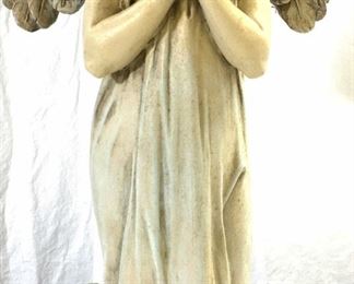 Vintage Wooden Praying Female Angel Figure
