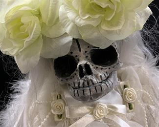 Day of the Dead Skeleton Bride Doll w Stand
