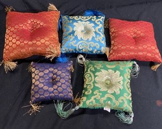 Lot 5 Assorted Tasseled Asian Pillows
