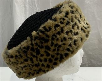 BETMAR Faux Fur Leopard Print Hat
