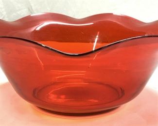 Ruby Red Glass Centerpiece Bowl
