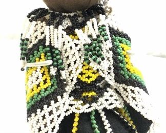 Handmade and Beaded Africana Doll w Stand
