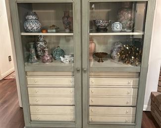 Nice display cabinet painted sage green