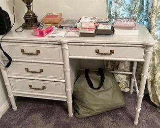 Nice small desk with bamboo accents on legs 