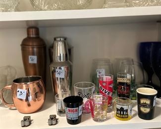 Jiggers and cocktail shakers