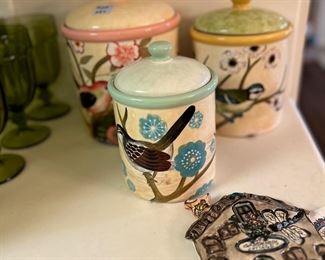 Nice canister set with birds