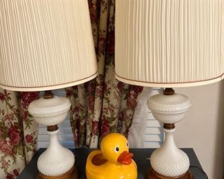 Milk glass lamps
