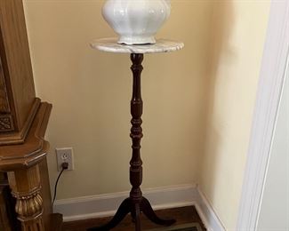 antique candle table with marble top