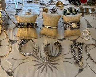 Loads of costume jewelry, an entire room filled--Trifari, Napier, Monet and more.
