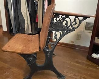 Antique schoolhouse desk and bench