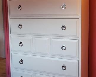 Stunning Substantial Classic White Wood Dresser - 59" H X W 44 1/2" X D 18"