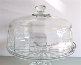 11" X 11" Vintage Glass Cake Dish and Dome and more serving items