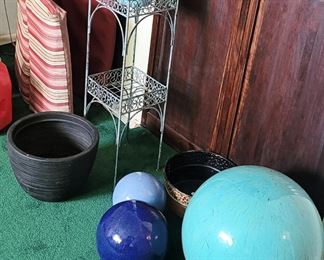 Blue Glazed Ceramic Balls and Garden misc.