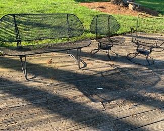 One chair sold. Sette & matching chair still available. This is one cool patio set and the first one I have come across in all my years in this business.